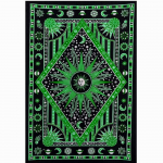 Bless International k&auml;sitsi valmistatud India hipi Boheemian Psychedelic Celestial Sun Moon Seinale riputatav voodipesu gobel&auml;&auml;n (Must/roheline) Poster