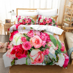 Roosa luksuslik roosivoodipesukomplekt Tekikate K&otilde;rge kvaliteediga tekikott Voodipesukomplektid Voodikate Komplekt Lilleline KuningannaKuninga suuruses tekikatte komplekt 70x133cm 2pcs
