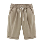 Uus &uuml;hev&auml;rviline vaba vabaaja elastne v&ouml;&ouml;koht puuvillane linane Capri p&uuml;ksid naistele, &otilde;hukesed n&ouml;&ouml;rid Capri p&uuml;ksid taskud p&uuml;ksid S