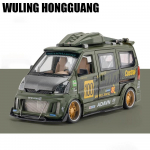 1/24 sulamist automudeli m&auml;nguasi Wuling Hongguang modifitseeritud kaubiku simulatsiooniga metallist survevalu heli ja kerge auto mudel poiste m&auml;nguasja kingituste kollektsiooni kaunistused roheline