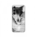 Coque Samsung Galaxy S25 Le loup et la louve Animal noir et blonc Maniacase