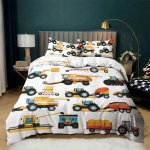 Laste Ekskavaator Traktor Veoauto Lastele Poistele T&uuml;drukute Magamistoa Kaunistus Ehitusmasin Joonis Tekikate Kraana Tekikate 135x200cm 2pcs