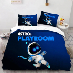 Astro Bot Armas multikas Voodipesukomplekt Tekikomplekt &Uuml;hekohaline Kahekohaline Voodi King Size Voodikomplekt T&auml;iskasvanud poisid Magamistuba Tekikott Padjap&uuml;&uuml;r 150X200cm-3pcs