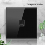 Mustast karastatud klaasist seina l&uuml;lituspaneel LED 1-4Gang Retro l&uuml;litusvalgusti l&uuml;liti EL &Uuml;hendkuningriigi standardid 2USB pistikupesad, Euroopa 16A pistikupesa