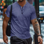 Henry s&auml;rk suvine meeste vabaaja &uuml;hev&auml;rviline l&uuml;hikeste varrukatega T-s&auml;rk meestele Polo meestele Puuvill Meeste T-s&auml;rgid US XL(80-90KG)