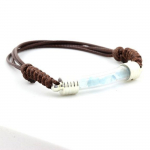 Pierres et Min&eacute;raux. Bracelet Aigue-Marine brut. Couleur marron.