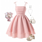 T&uuml;drukute kleit kevad suvi laste armas halter printsessikleit 130cm=8Y roosa