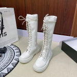 Naiste s&uuml;gisesed k&otilde;rge platvormiga gooti kingad, mustad nahast saapad, paeltega kinnitatavad, naiste p&otilde;lvek&otilde;rgused saapad, Zapatillas De Mujer 35 valge