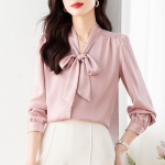 Top Chic S&auml;rk Ribbon Temperament S&auml;rk Naiste Bow pikkade varrukatega s&auml;rk S