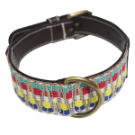 Uus Luksuslik Retro Kootud Tikitud Nahast Koerarihm Pehme ja Reguleeritav Lehma Nahast Koerarihm 43*3.8cm