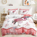 3D Flamingoga tekikott T&auml;issuurus 2/3 Loomamustriga voodipesukomplekt padjap&uuml;&uuml;ridega teismelistele ja poistele Tekikott Padjap&uuml;&uuml;r Kingitus Baby 100x135cm