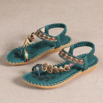 Suvine boheemlaslik stiil lamedad sandaalid naistele suvine ranna vabaaja pl&auml;tud 39 tumeroheline v&auml;rv