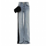 Sametist rihma &uuml;hendus Naiste sirged p&uuml;ksid Y2k Vintage Pesitud Commuter Puuvillased K&otilde;rge v&ouml;&ouml;kohaga teksad 2025 Varakevad Uus L must