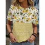 Mesilase kassi lihav&otilde;ttemuna mustriga T-s&auml;rk naistele Multifilmi Loomade 3D-prindiga T-s&auml;rgid Juhuslikud lahtised T-s&auml;rgid &Uuml;markaelusega topid l&uuml;hikeste varrukatega S