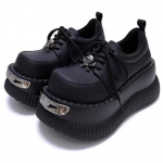 Massiivse platvormiga metallkaunistusega naiste pumbad Br&auml;nd Pitsidega Gooti pahkluusaapad Mootorrattasaapad Matkasaapad Naiste kingad Pumbad 35