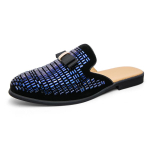 Suvepapud Rhinestone Meeste Kingad &Ouml;&ouml;klubi Trendikad Kingad Pooltalla Kingad Meeste Nahast Slip-on Hingavad Vabaaja Mokassiinid 48 sinine