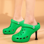 2024 Suvi Uued K&otilde;rge Kontsaga Naiste Sussid Naiste Kaheks Kasutatavad K&otilde;rge Kontsaga Kingad K&otilde;rgust Lisavad Moodsad Sussid V&auml;ljas Vaba Aja Sandaalid 36 roheline