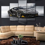 5 t&uuml;kki L&otilde;uendile tr&uuml;kitud seinakunsti Superauto Must Sportauto Plakat Maal Modulaarne Kodu Dekor Elutuba Pilt Print Magamistuba Raamistik 30x40cm*2 30x60cm*2 30x80cm*1
