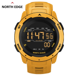 NORTH EDGE Meeste nutikell Naiste spordikell Kahekordne aeg Jooksupedometer Taimer Veekindel 50m Digitaalne alarm S&otilde;jaline kell kollane