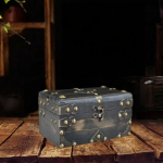 Retro Style Treasure Box Decorative Storage Container Multifunction Easy to Carry & Store Wood Gray