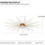 Moodne LED laevalgusti, 30 peaga kuldne s&uuml;vistatav laelamp akr&uuml;&uuml;lkupliga l&uuml;hter, laste tuppa, magamistuppa, elutuppa 30+1head
