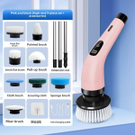 9-in-1 elektriline vannitoa puhastushari kahepikkusega k&auml;epidemetega Electric Cleaning Brush