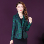 2024 Kevadine Jacquard L&uuml;hike Bleiser Naistele - Elegantne Pikkade Varrukatega Kost&uuml;&uuml;mjakk XL roheline