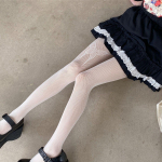 Must-valged liblikav&otilde;rgust sukkp&uuml;ksid - Punk Seksikad Reivi Sokid, Y2K Baddie Stiilis Trendikad Sukad One Size