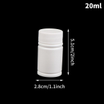 Valge t&uuml;hi plastkapsliga tabletipudel, ravimikonteiner, vitamiin 20&ndash;200 ml 20ml
