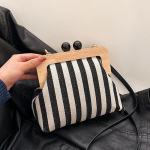 L&otilde;uendist kott Triibuline Crossbody Kiss Lock &uuml;lemise k&auml;epidemega k&auml;ekoti rihm Vintage rahakott Shell &Otilde;htused naiste &otilde;lakotid 23x10x19cm