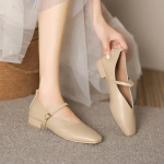 Naine Kevadine vabaaja kandiline varvas Madal pehme tallaga kingad Lolita Balleriin Punased Lamedad Naiste Elegantne Prantsuse Retro Lukk Mary Janes 33 aprikoosi
