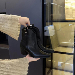 Naiste l&auml;&auml;nekauboisaapad Moodsad terava ninaga pikad papud Naistele Elegantsed paksu kontsaga kingad Talvised eemaldatavad naistejalatsid 35 black