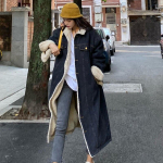 S&uuml;gis/talv Uus k&otilde;ik-&uuml;hes paks teksist lambavillane soe pikkade varrukatega jakk M must