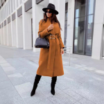 French-Inspired Wool Wrap Coat 2025 - V-Neck Single Breasted Coatigan W/ Cinched Belt, Tailored Fully Lined Outerwear for Office to Gala XXL khaki
