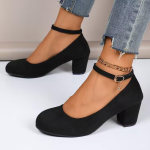 Moodsad naiste k&otilde;rged kontsad, &uuml;mara ninaga uued moesandaalid, paksu kontsaga roosad naistekingad, elegantsed ja mugavad pumbad, Zapatos De Mujer 35 must