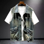 Meeste kevad-s&uuml;gis Mootorratta Retro Vest Mootorrattas&otilde;it Denim Jakk 3XL