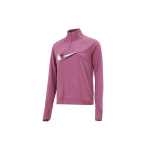 Nike Dri-Fit Kahekordse Swooshiga Poollukuga Kiiresti Kuivav Helkuriga Pikkade Varrukatega T-s&auml;rk Naistele Topid S&uuml;gavpunane DD6842-507 S pink