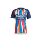 Adidas Olympique Lyonnais 23/24 kolmas s&auml;rk T&auml;ht Geomeetriline muster Tr&uuml;kk &Uuml;mmargune kaelus L&uuml;hikesed varrukad Jalgpallis&auml;rk Meeste s&auml;rk S&uuml;gavsinine IQ3886 M