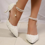 Moodsad Elegantsed Naiste P&auml;rlitega Ankelrihmaga Kingad S&uuml;gis 2025 Terava Ninaga Valge Sillerdavad K&otilde;rge Kontsaga Kingad Naistele Suurused 42 Pulmakleidikingad 35 valge