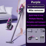 Juhtmeta tolmulesta tolmuimeja 85Kpa 8-&uuml;hes UV-C ultraviolettkiirgus bakterieemaldaja Voodi diivani tolmuimeja Purple(8in1+UV)