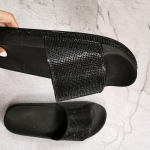 Kivikesega Naiste Sussid Uus Mood Naiste Pl&auml;tud Slip-On Mugavad Rannakingad S&auml;delev Teemant Tasase Talla All Kanda V&auml;litingimustes Liugkingad 38