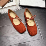 Uued naiste kevadised balletikingad naistele Madal liblikas&otilde;lmega kingad Vabaaja pehme tallaga naiste nahast kingad Zapatos Mujer 35 punane