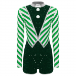 Naiste j&otilde;ulukombinesoon pikkade varrukatega triibuline litritega pompoonidega disain j&otilde;ulupeo piparkoogimehe kost&uuml;&uuml;m M roheline