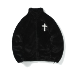 Ameerika stiilis uus hip-hop tikitud jakk meestele, k&uuml;&uuml;liku karusnaha imitatsiooniga p&uuml;stkraega unisex lahtine puuvillane jakk 2XL