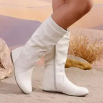 Volditud Disain Slip-on L&auml;&auml;ne Saapad Naiste Lamedad Suede Karusnahk Paksud Kontsad Cowboy Saapad Naiste K&uuml;lgmine T&otilde;mblukk Poolde S&auml;&auml;r L&uuml;hikesed Botas 42 white