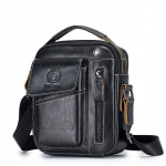 Lion Layton meeste ehtsast veisenahast retro crossbody kott - Stiilne ja kompaktne igap&auml;evaseks kasutamiseks must