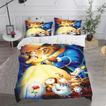 Printsess Belle, Kaunitar ja Koletis Tekikate Komplekt Kuninganna Suurusega Voodipesu Komplekt Pol&uuml;ester 3-osaline Komplekt 1 Tekikate Kodu Dekoor 135x200cm