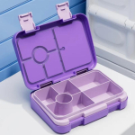 37oz Armas koomiksimustriga bento karp Mikrolaineahjus kasutatav jaotatud l&otilde;unakarp Lekkekindel BPA-vaba suupistete toidukonteiner kooli piknikule 6grid&1100ml&1 lilla