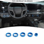 5xBlue Headlight Radio AC Climate controls Knobs Cover For Chevy Silverado +