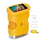 Laste digitaalne mikroskoop 1000X Mini kaasaskantav taskumikroskoobi kaamera 2-tollise IPS-ekraani ja sisseehitatud 8 LED-iga Hariduslik luupm&auml;nguasi 2mm oranž